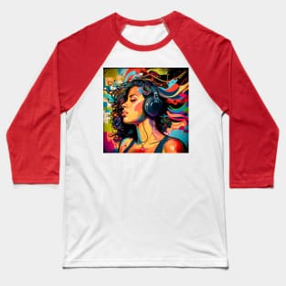 Beautiful Latina Listening to Music Baseball T-Shirt